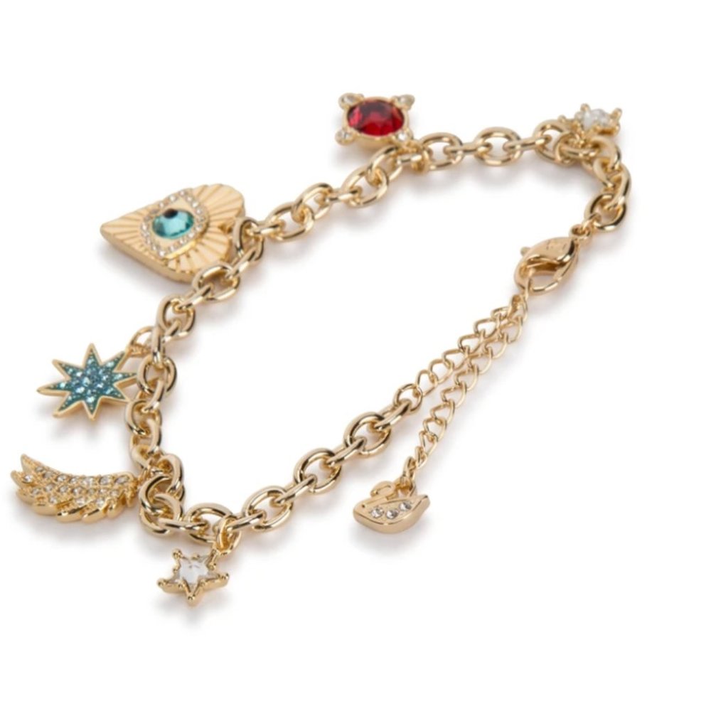 SWAROVSKI "LUCKY GODDESS" CHARMS BRACELET 6/24" - Picture 2 of 8